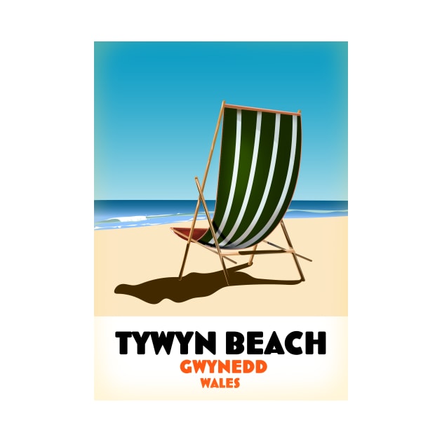 Tywyn beach Gwynedd Wales travel poster by nickemporium1