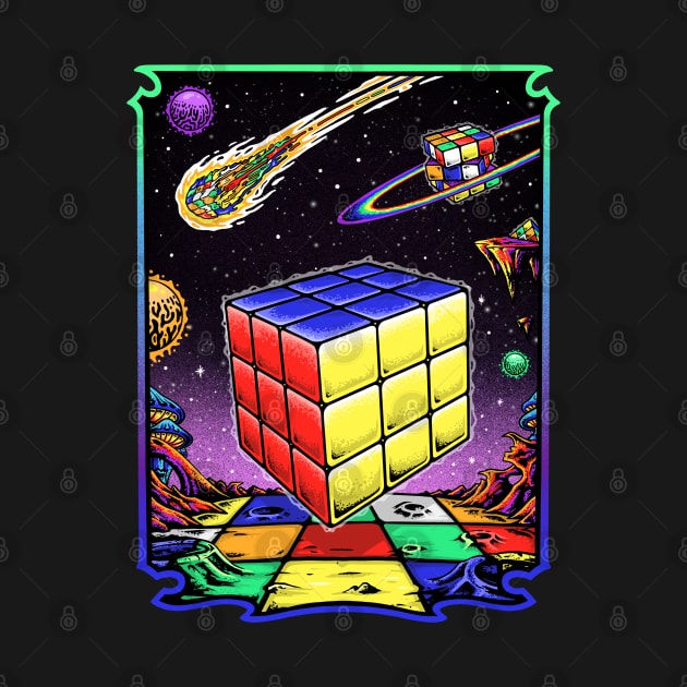 Psychedelic Space Cube - Rubik's Cube Inspired Design for people who know How to Solve a Rubik's Cube by Cool Cube Merch