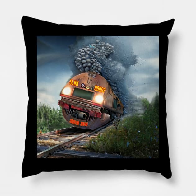 S.G. Horror show train! warping your reality.. Pillow by Slimgoody's Tees