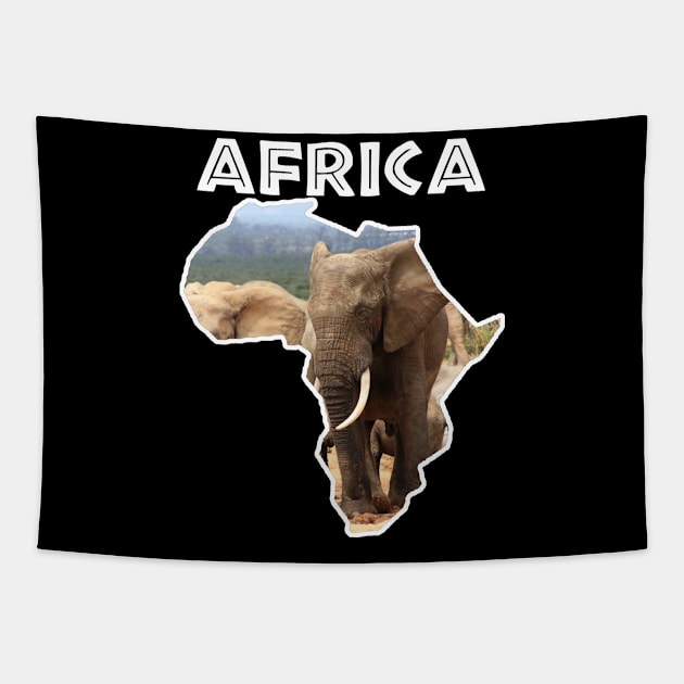 African Wildlife Continent Elephant Tusks Tapestry by PathblazerStudios