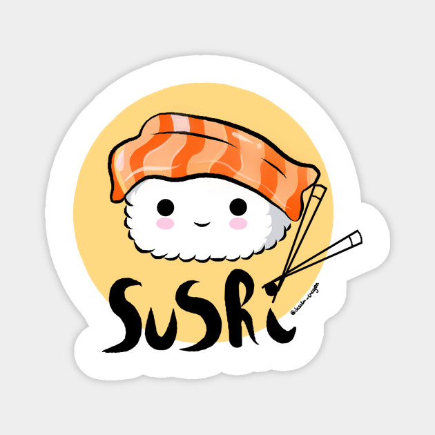 Cute Sushi Sushi Magnet Teepublic How to draw sushi(2019),very easy cute cartoon drawing japanese food sushi lover coloring for kids. cute sushi