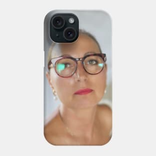 Sublime Woman Wearing Glasses and Earrings in a Bathrobe Phone Case