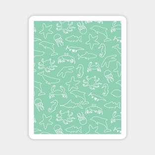 Abstract underwater aquamarine fish world and white waves Magnet