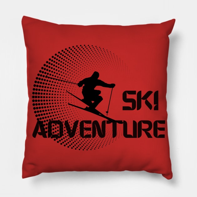 Ski Adventure Pillow by Jackystore