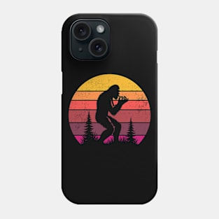 Bigfoot Sasquatch Playing The Harmonica Vintage Sunset Music Lover Phone Case