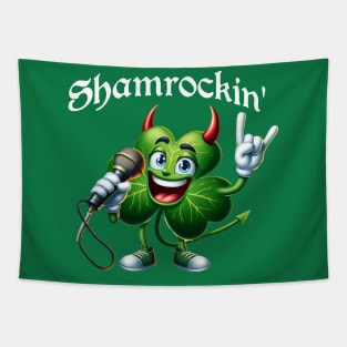 Shamrockin' Rockstar Tee: Unleash Your Inner Irish Rock God! Tapestry