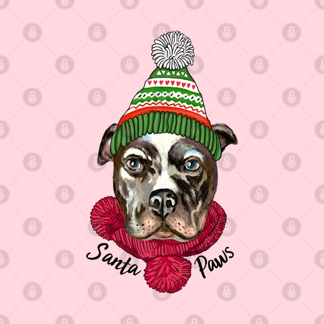 Santa Paws Pitbull Dog by SuperrSunday