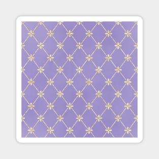 Gold Foil Floral Lattice - Pastel Purple Magnet