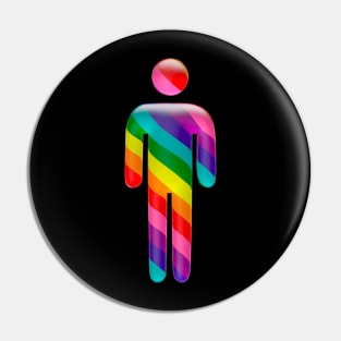 Male icon in Rainbow Gay flag colors for LGBTQ+ diversity Pin