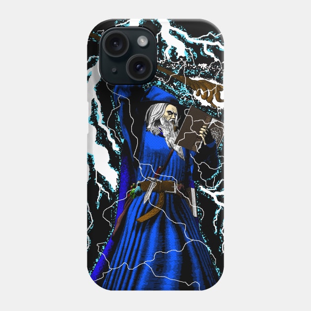 The Wizard - Traditional High Fantasy Wizard (Blue) Phone Case by Occult Designs