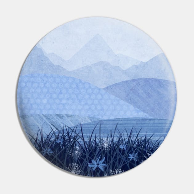 Blue Landscape Pin by KatherineBlowerDesigns