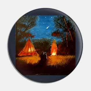 Campfire with shooting star sky - Romantic Pin