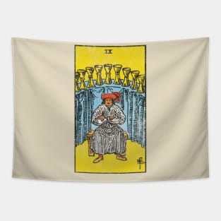 Nine of cups tarot card (distressed) Tapestry