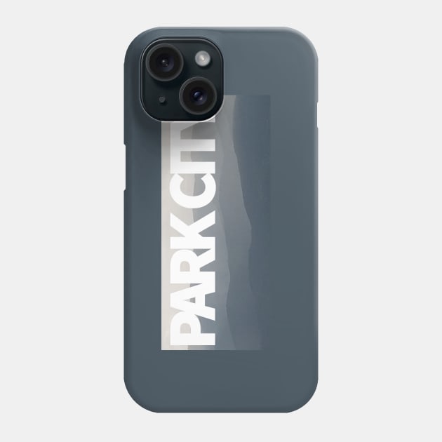 Park City Mountainscape White Text Phone Case by MountainFlower