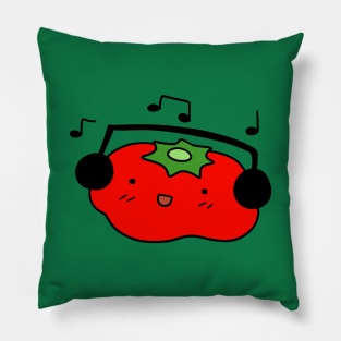 Tomato with Headphones Pillow