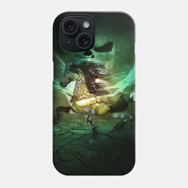 Awesome steampunk horse in the darknes of the night Phone Case by Nicky2342