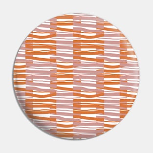 Contemporary Retro Orange Pink White Abstract Fibres Pattern Pin