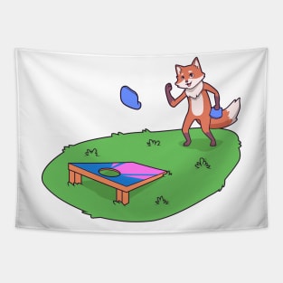 Fox playing cornhole Tapestry