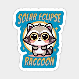 Cute Raccoon Kawaii - Solar Eclipse Retro Magnet