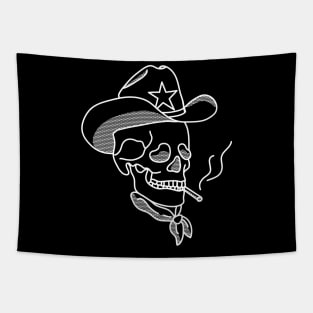 Western Cowboy Hat Skull Smoking Tapestry