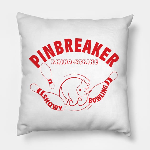 Pinbreaker - Rhino-Strike (red print) Pillow by aceofspace