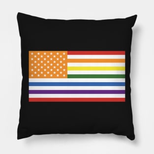 LGBTQ+ PRIDE US FLAG - AMERICAN FLAG IN THE PRIDE RAINBOW FLAG COLOURS Pillow