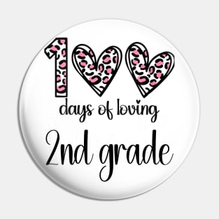 100 Days Of Loving 2nd Grade 100th Of School Leopard Heart Pin