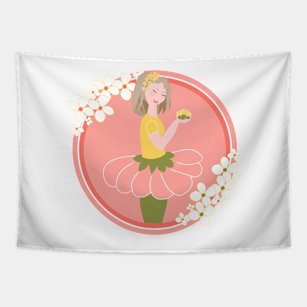 Dreamgirl - Roos the Flower Power girl Tapestry by Aurealis