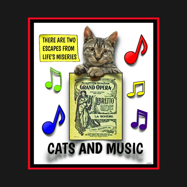 CAT AND MUSIC THERAPY FOR CRAPPY TIMES by PETER J. KETCHUM ART SHOP