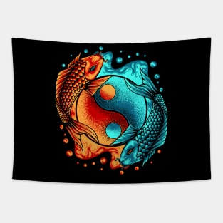 Yin & Yang Garden Pond Koi Fish Japanese Koi Carp Tapestry