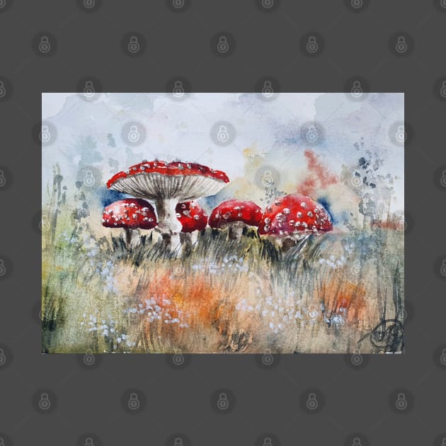 Toadstool mushrooms by RusticaArt