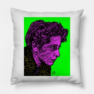 HANNAH ARENDT ink and acrylic portrait .1 Pillow