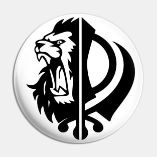 Sikh symbol khanda with Half Lion Face Pin