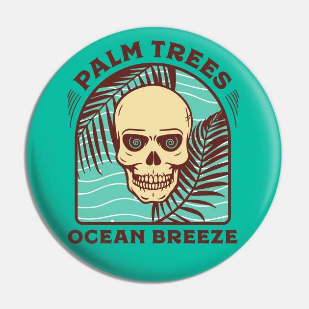 Palm Trees Ocean Breeze Skeleton Pin by waltzart