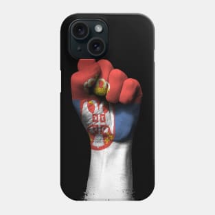 Flag of Serbia on a Raised Clenched Fist Phone Case