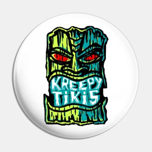 Kreepy Tikis Red Eye Logo with black bkg Pin