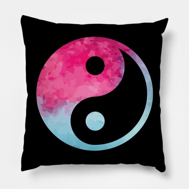 Yin and Yang Watercolor Pillow by CHROME BOOMBOX