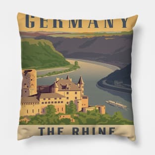 GERMANY TRAVEL VINTAGE "THE RHINE" Pillow