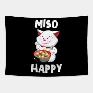 'Miso Happy' Funny Japanese Cat Miso Tapestry