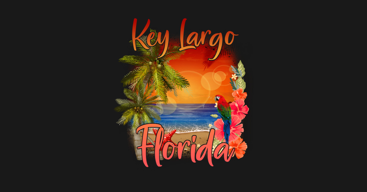 Key Largo Florida Tank Top - Tropisches Design Mit Sunset, Palmen & Papagei
