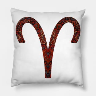 Dark Paisley Aries Zodiac Sign Pillow