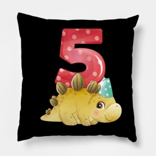 5th Birthday Cute Little Dinosaur Pillow