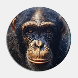 Oil Paint Hyperrealism: Amazing Zoo Chimpanzee Pin