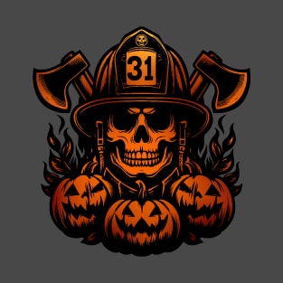 Halloween Fire fighter pumpkin design T-Shirt