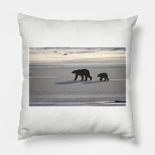 Silver Glow. Polar Bears at Sundown, Churchill, Canada Pillow