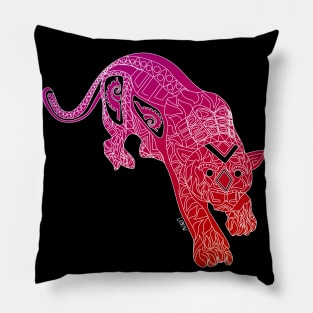 the crown and the tiger in ecopop pattern Pillow