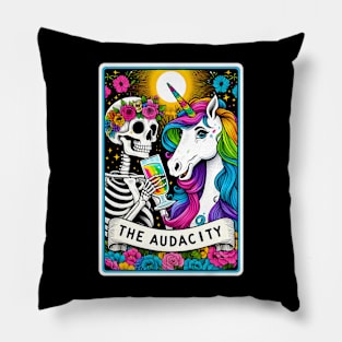 Funny skeleton unicorn, the audacity Pillow