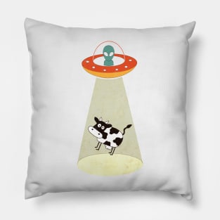 Alien UFO Cow Abduction Pillow