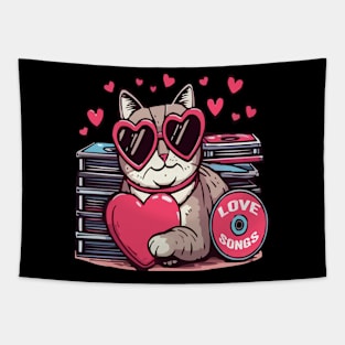 cat loves songs funny animal meme shirt Tapestry