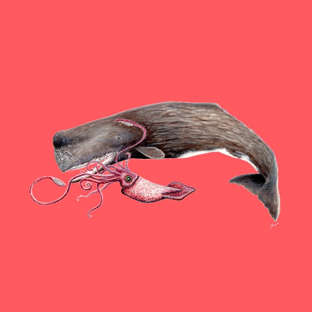 Sperm whale and giant squid by chloeyzoard